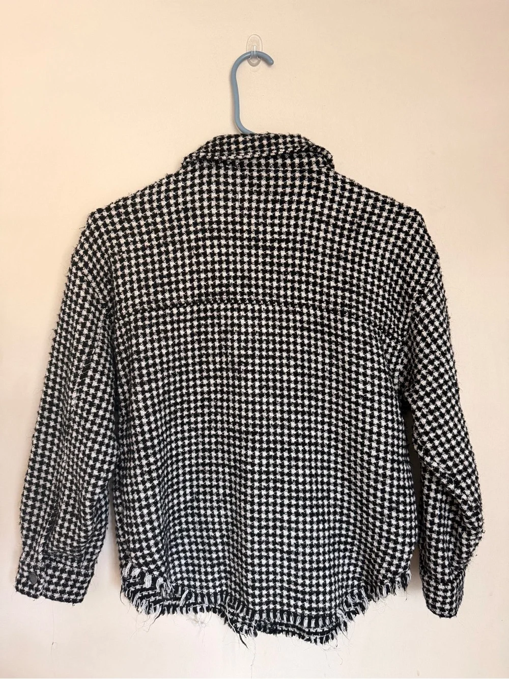 Zara Girls Black & White Houndstooth Button-Front Shacket